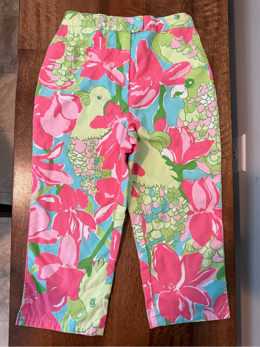 Lilly Pulitzer Girls 6X Floral Multicolor Capri Pants Parrot Pink